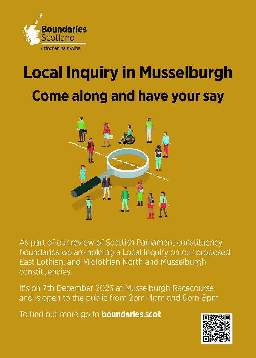 The Commission is holding a series of Local Inquiries as part of its 2nd Review of Scottish Parliament Constituencies. The first is <a href="/MusselburghRace/">Musselburgh Racecourse</a> in <a href="/ELCouncil/">East Lothian Council - news and information</a> on 7 December. For more info visit our website boundaries.scot/sites/default/…