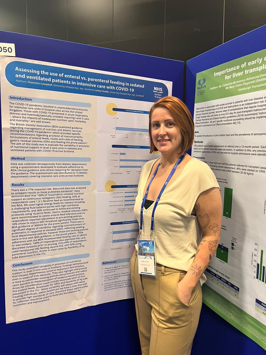 👏👏Congratualtions to our @charlottemaxRD and Nutrition Nurse Lesley on presenting their poster this week at the #BAPEN2023 conference. @maureenmDTahp @NHSaaa @gibbieahplcr @GrierAHP