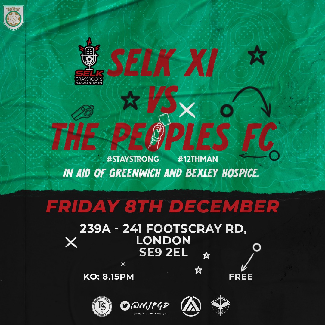SELK Grassroots (@selkgrassroots) on Twitter photo SELK XI next up:
📆 - 8th December
🆚️ - <a href="/peoples_fc/">The Peoples FC (MHM.)🧠🗣#Mentalheathmatters.</a>
🏟 - Footscray Rugby Club - 4G
⏰️ - 8.15pm
🎟 - Free
⬛️🟨🟥 - <a href="/belsom04/">Belsom4</a>, <a href="/scott__87/">Scott</a> & <a href="/james7clk/">James kenny</a>
In aid of the @gbchospice via <a href="/charmz08/">RoCkEt</a> challenge the next day
Can we go one better than the last game and actually score? SELK XI next up:
📆 - 8th December
🆚️ - <a href="/peoples_fc/">The Peoples FC (MHM.)🧠🗣#Mentalheathmatters.</a>
🏟 - Footscray Rugby Club - 4G
⏰️ - 8.15pm
🎟 - Free
⬛️🟨🟥 - <a href="/belsom04/">Belsom4</a>, <a href="/scott__87/">Scott</a> & <a href="/james7clk/">James kenny</a>
In aid of the @gbchospice via <a href="/charmz08/">RoCkEt</a> challenge the next day
Can we go one better than the last game and actually score?