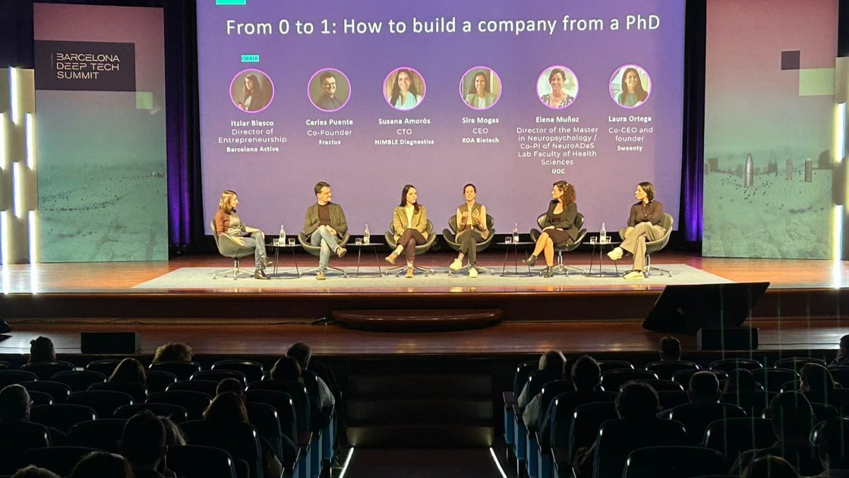 UPFBarcelona's tweet image. #BarcelonaDeepTechSummit
@SiraMogas, CEO de KOA Biotech, spin-off de la #UPFBarcelona, participa a la taula rodona:
"From 0 to 1: How to build a company from a PhD"
Una sessió per explorar el camí a recórrer per convertir una investigació innovadora d'un programa de doctorat…