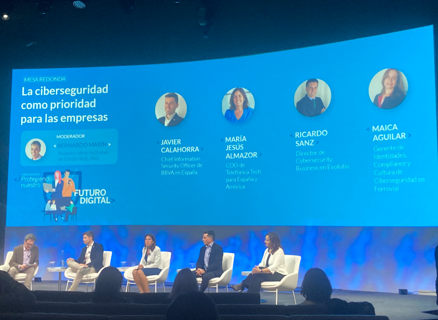TelefonicaTech's tweet photo. Hoy hemos participado en el encuentro "Ciberseguridad: Protegiendo nuestro futuro digital" organizado por @el_pais y @BBVA_espana con @almazormjesus, nuestra  COO para España y América. https://t.co/6iPVUe48T9
