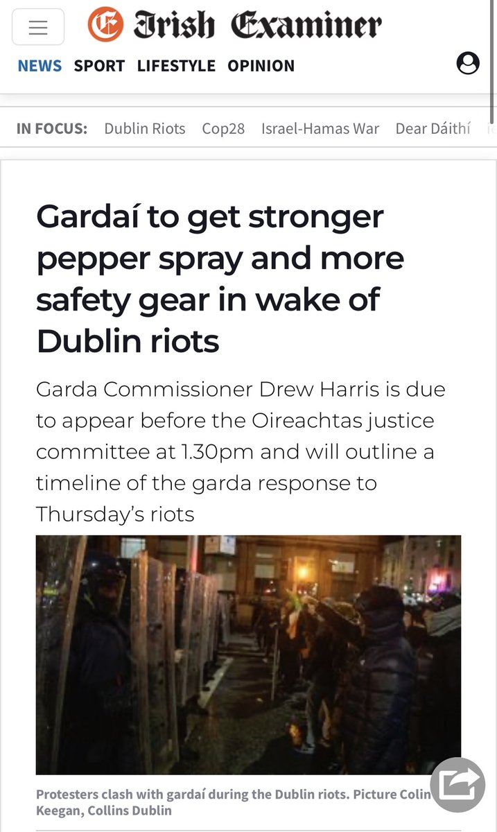 Absent leadership of Garda Commissioner Drew Harris and untrained Gardai lead to the scenes we seen on Thursday. 

Giving Gardai stronger pepper spray without the training is a recipe for disaster. 

#ResignHelen #ResignDrew