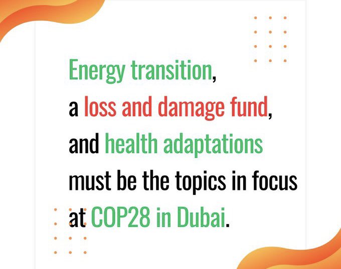 World leaders at #Cop28Dubai are expected to prioritize climate Justice and take concrete actions to address the loss and damage caused by climate action 
#Cop28Dubai #LossAndDamage #investinrenewables.