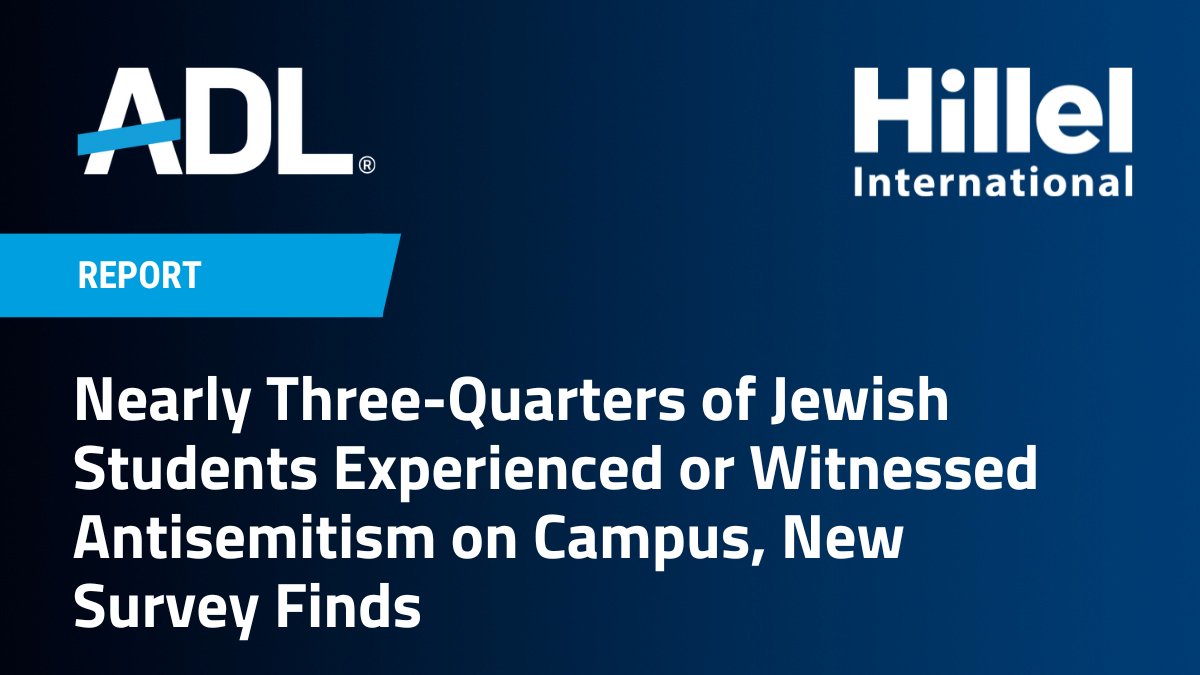 ADL Center for Antisemitism Research's new study w/ <a href="/HillelIntl/">Hillel</a> — first fielded in August &amp; again following Oct. 7 — reveals a staggering 73% of Jewish students experienced or witnessed #antisemitism on campus since the start of the 2023/24 academic year: adl.org/resources/pres…