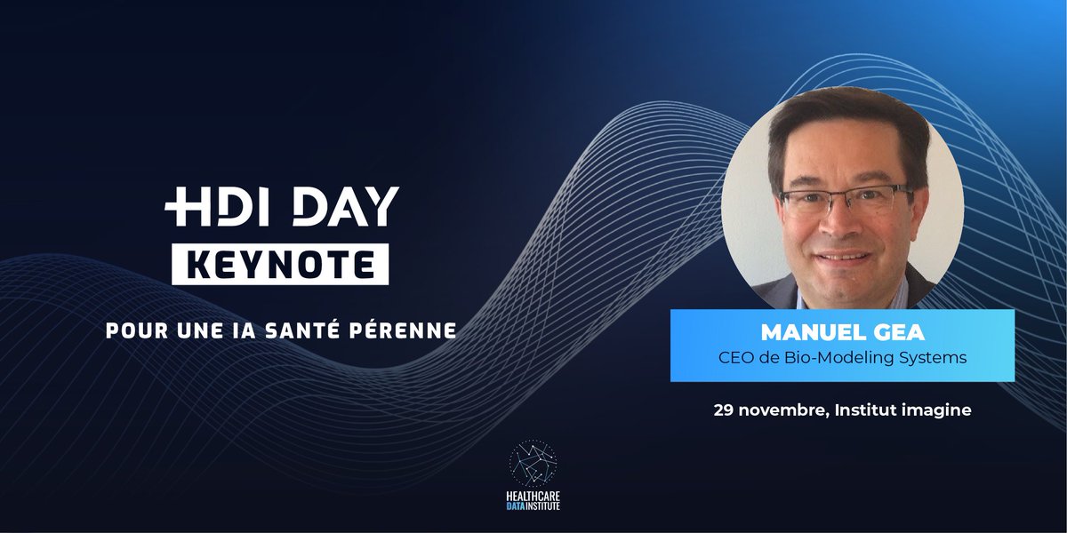 HCDataInstitute's tweet image. 🎤 Nous accueillons à présent Manuel Gea, CEO de @BMSystemsNet pour une intervention sur le thème &quot;Pour une IA Santé Pérenne : l’enjeu majeur de la confiance/responsabilité pour réussir le passage à la « scale-up nation » en Santé&quot;.
 
#HDIDAY2023 #IA #Santé #esante #hcsmeufr