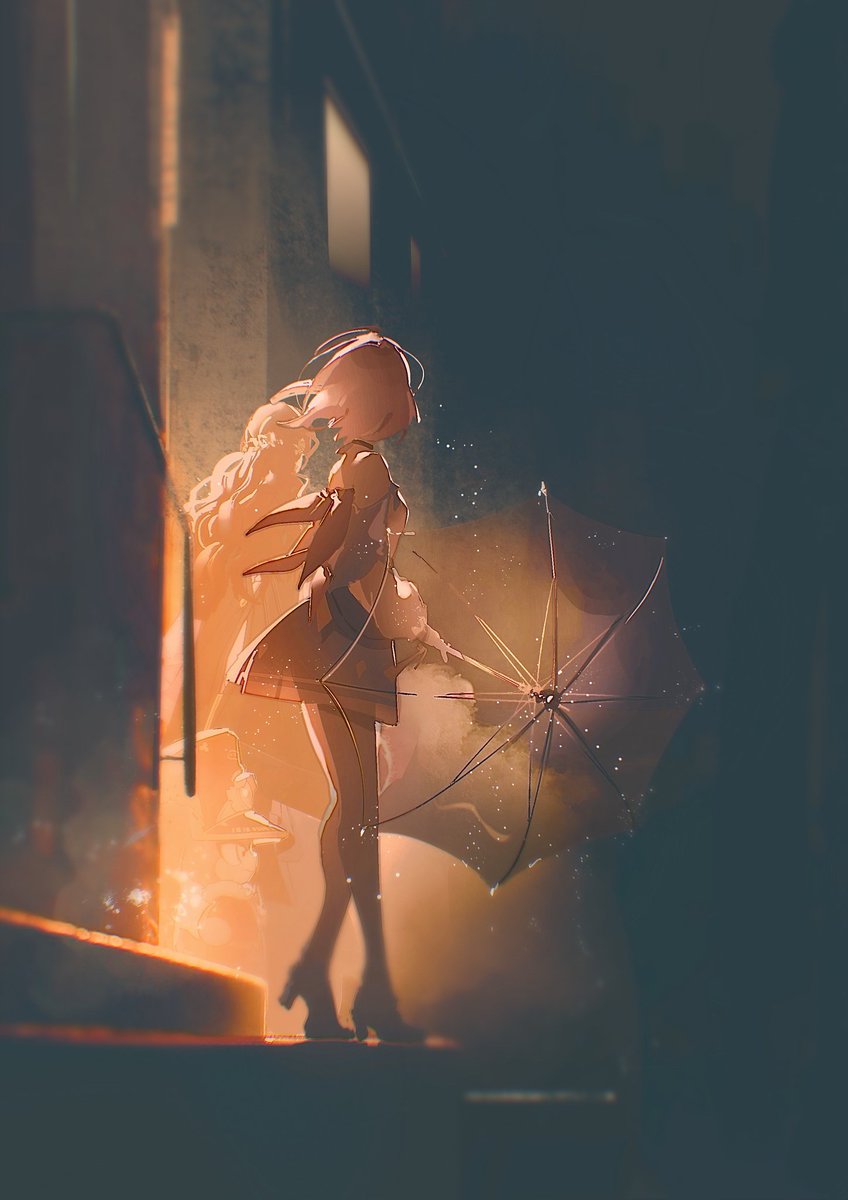 1girl umbrella solo long hair high heels holding umbrella holding  illustration images