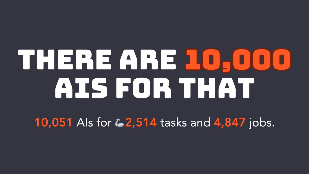 theresanaiforit's tweet image. 🚨 Breaking News 🚨

The AI industry just hit a major milestone!

There are now 10,000 AI tools for more than 2,500 tasks.

It's an incredible testament to AI's expanding role in our daily lives.

And Yes! There's an AI for (almost) everything on taaft.com.