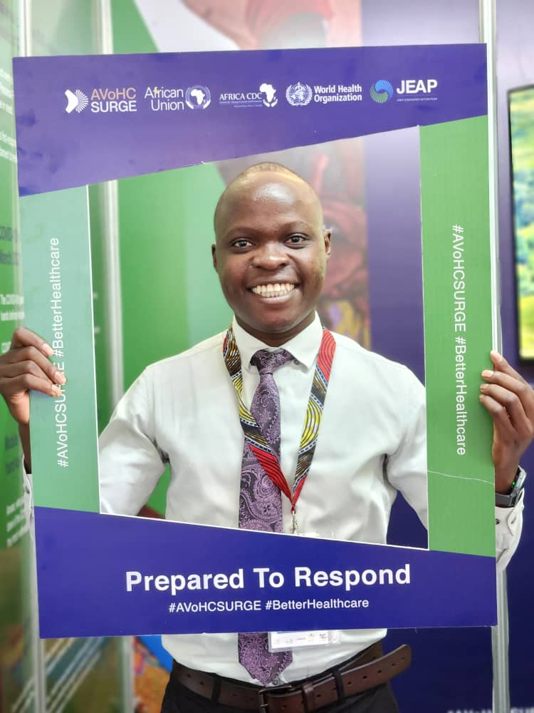 At Botswana #AvoHCSURGE exhibition booth @CPHIA_AfricaCDC, Dr Ronald Olum from Uganda believes Africans are prepared to respond to health threats in Africa. #BetterHealtcare #HealthForAll
