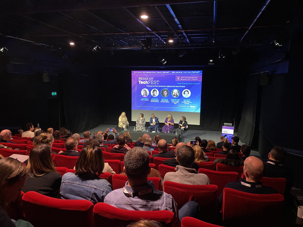 The final morning session delves into the training we can provide the next generation to make the future of #postproduction more diverse with @LisaIbbotson, @ClearCutPics’ @RowanBray, @Neil_Hatton, @envypost’s @NataschaCadle, and @Framestore’s Amy Smith, #TechFest