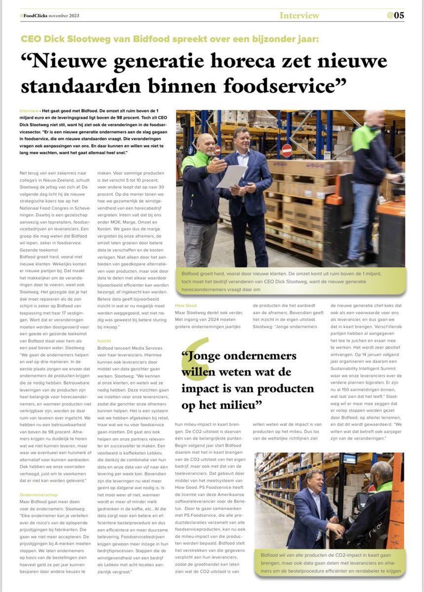 Nieuwe Generatie Horeca 📊🙌🏻

In bijgaand artikel uit <a href="/FoodClicks/">@FoodClicks</a>  heeft CEO Dick Slootweg  van Bidfood Nederland  het over “Nieuwe generatie Horeca die nieuwe standaarden zet binnen foodservice”. 

Hij benoemt daar specifiek <a href="/lebkov/">Lebkov & Sons</a>  en hoe wij op basis van data, de leveranties