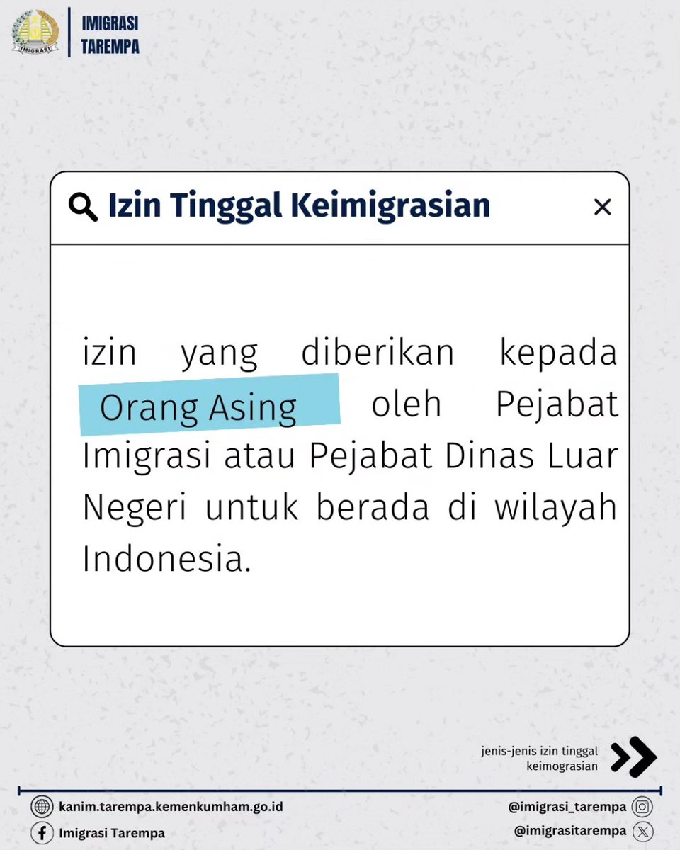 imigrasitarempa's tweet photo. Hallo Sahabat Mido,
Sudah tau belum, apa itu Izin Tinggal Keimigrasian ?
Penasaran ? Simak dan Cermati informasi berikut yaa. 😉😊
#imigrasiindonesia #infoimigrasi #indonesiaimmigration #staypermit #izintinggal https://t.co/0L1BK7IaO5
