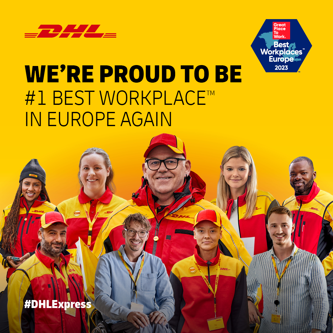 DHLSrbija's tweet photo. Ponosni smo što s vama možemo podeliti kako je i u 2023. godini, treći put zaredom, DHL Express proglašen najboljim poslodavcem u Evropi. 🎉📷 

#dostavabezgranica #greatplacetowork #milestoneachieved #greatnews https://t.co/oPWFbuNeMJ