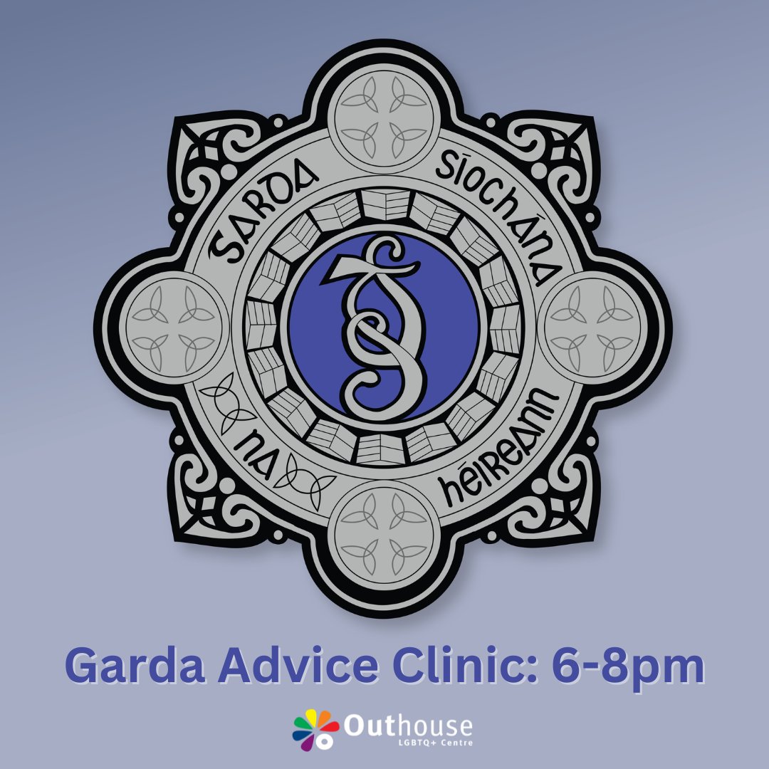 Outhouse's Garda Advice Clinic aims to provide a safe & confidential space for members of the LGBTQ+ community to voice concerns or seek advice from a member of An Garda Síochana. 🗓️Wednesday, 29 Nov ⏰6 - 8pm Walk-in clinic. No registration required. Free to attend. #LGBTQ