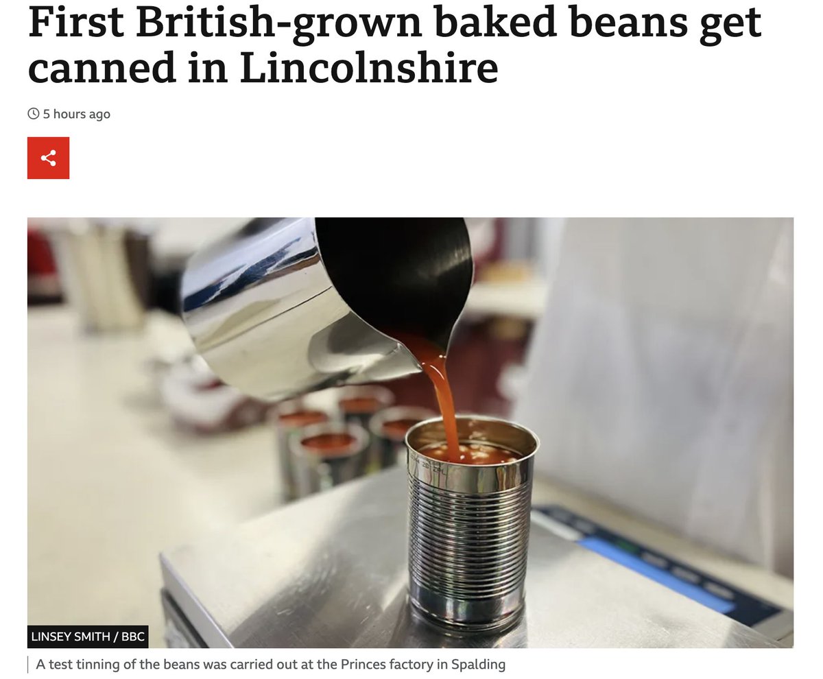 Finally a #Brexit win! First British-grown baked beans get canned in Lincolnshire – bbc.co.uk/news/uk-englan…