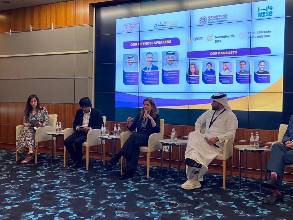 UNHCR_GCC's tweet photo. UNHCR's Deputy Director at Division of Resilience &amp; Solutions @al_khatar participated in @Silatech panel discussion on Youth &amp; Creative Economy at #WISEsummit.
She highlighted @made51_unhcr initiative &amp; inclusive digital economies, focusing on multi-sectoral partnerships at #GRF. https://t.co/uuP8Gtesax