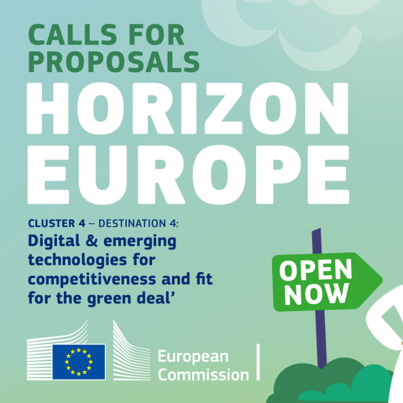 EU_HaDEA's tweet photo. 🚨 Calls under #HorizonEU Cluster 4 – digital, industry &amp; space are open!

▶️Dest. 4: ‘Digital &amp; emerging technologies for competitiveness and fit for the Green Deal'

💶 Total budget (topics managed by #HaDEA): €156.5 m
⌛️ Deadline: 19 March 2024

Apply now!