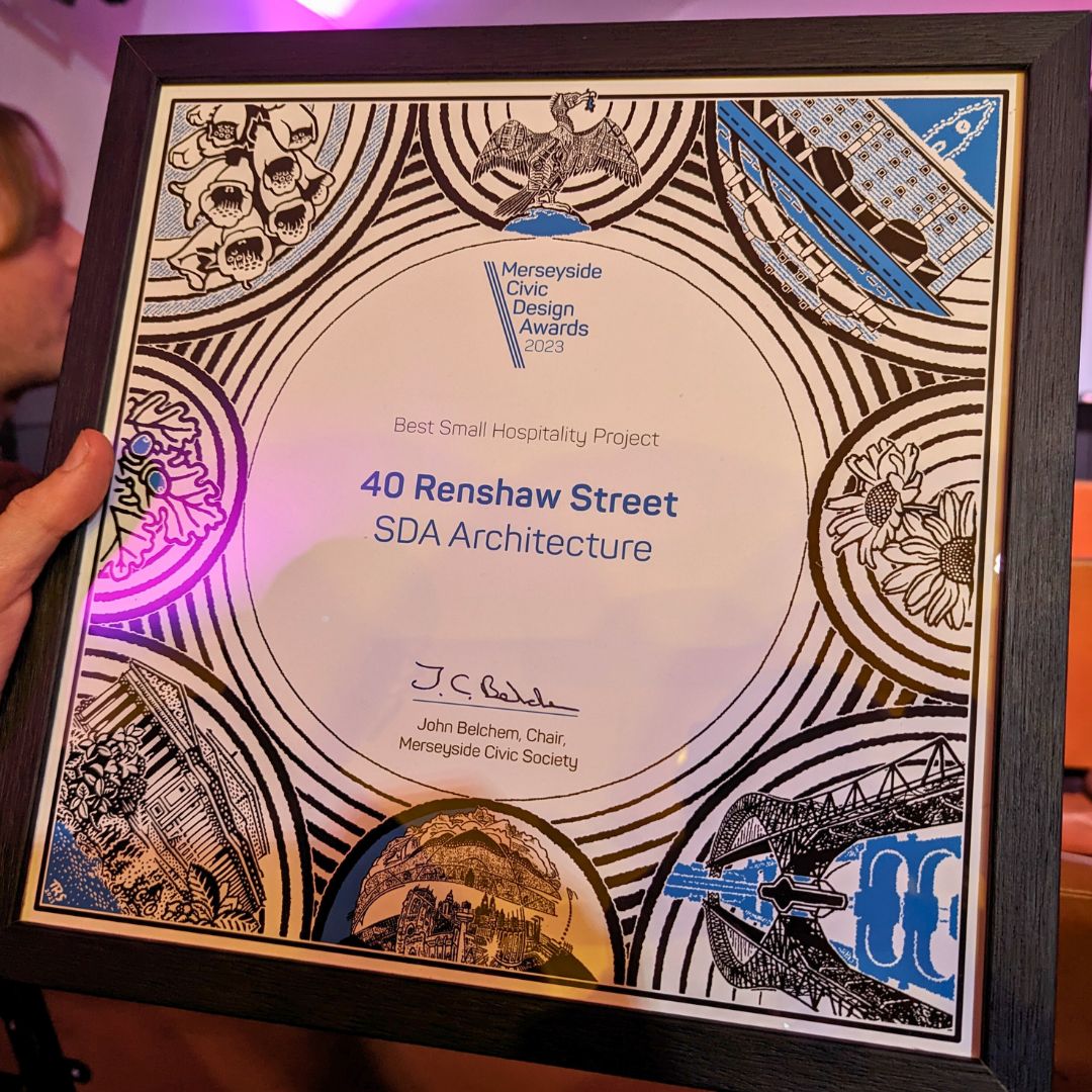 sda_arch's tweet photo. 🥳🪩🎉 WE WON!!! 🎉🪩🥳

We're absolutely thrilled to be the proud winners of this Merseyside Civic Design Award for our work on 40 Renshaw Street #MCDA23 

A massive thank you to everyone involved in the project and last night's organisers @MerseyCivic 

@RIBANorthWest @LAF_UK https://t.co/7NdqY7cy4U