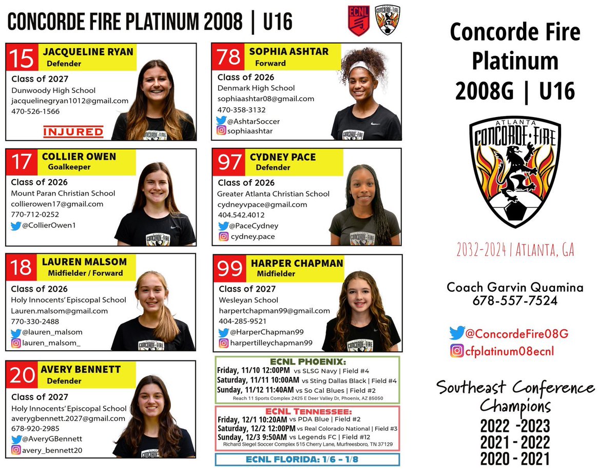 Concorde Fire 08G ECNL Platinum (@concordefire08g) on Twitter photo Come watch our team play at ECNL Tennessee! 🔥🔥🔥<a href="/ConcordeSoccer/">Concorde Fire Soccer</a> <a href="/ECNLgirls/">ECNL Girls</a> <a href="/TopDrawerSoccer/">TopDrawerSoccer</a> <a href="/ImCollegeSoccer/">College Soccer Truth ™</a> Come watch our team play at ECNL Tennessee! 🔥🔥🔥<a href="/ConcordeSoccer/">Concorde Fire Soccer</a> <a href="/ECNLgirls/">ECNL Girls</a> <a href="/TopDrawerSoccer/">TopDrawerSoccer</a> <a href="/ImCollegeSoccer/">College Soccer Truth ™</a>