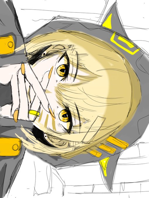 「covering mouth yellow eyes」 illustration images(Latest)