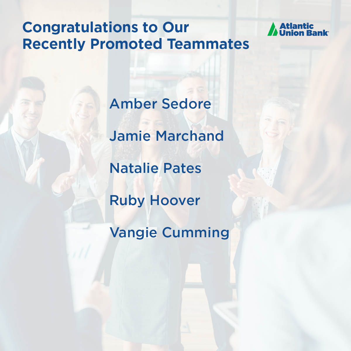 Atlantic Union Bank (@atlantic_union) on Twitter photo Congratulations to our Teammates who were recently promoted! ๐ฅณ Your success is our success - we thank you for your service and commitment. Learn more about the culture and career opportunities at Atlantic Union Bank at: hubs.ly/Q02b58v50 Member FDIC Congratulations to our Teammates who were recently promoted! ๐ฅณ Your success is our success - we thank you for your service and commitment. Learn more about the culture and career opportunities at Atlantic Union Bank at: hubs.ly/Q02b58v50 Member FDIC