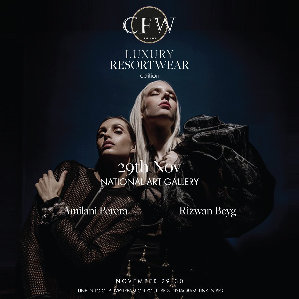 Going LIVE from the National Art Gallery today! Tune in to our LIVESTREAM on YouTube and Instagram. Link on our Instagram bio. 

#CFW #Colombofashionweek #colombofashion #fashionweek #srilanka
