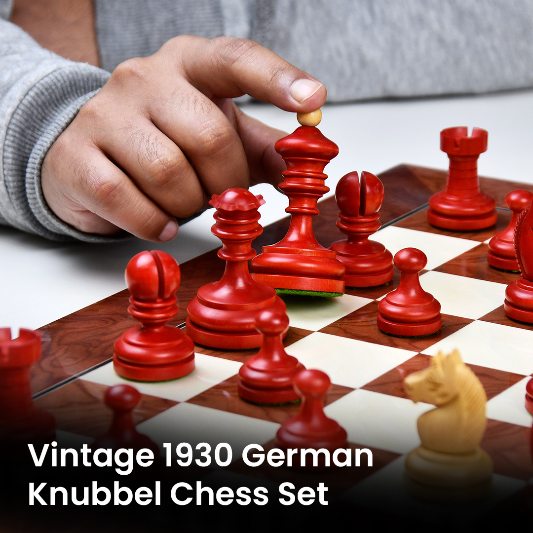 Reproduced Vintage 1930 German Knubbel Analysis Chess Pieces 