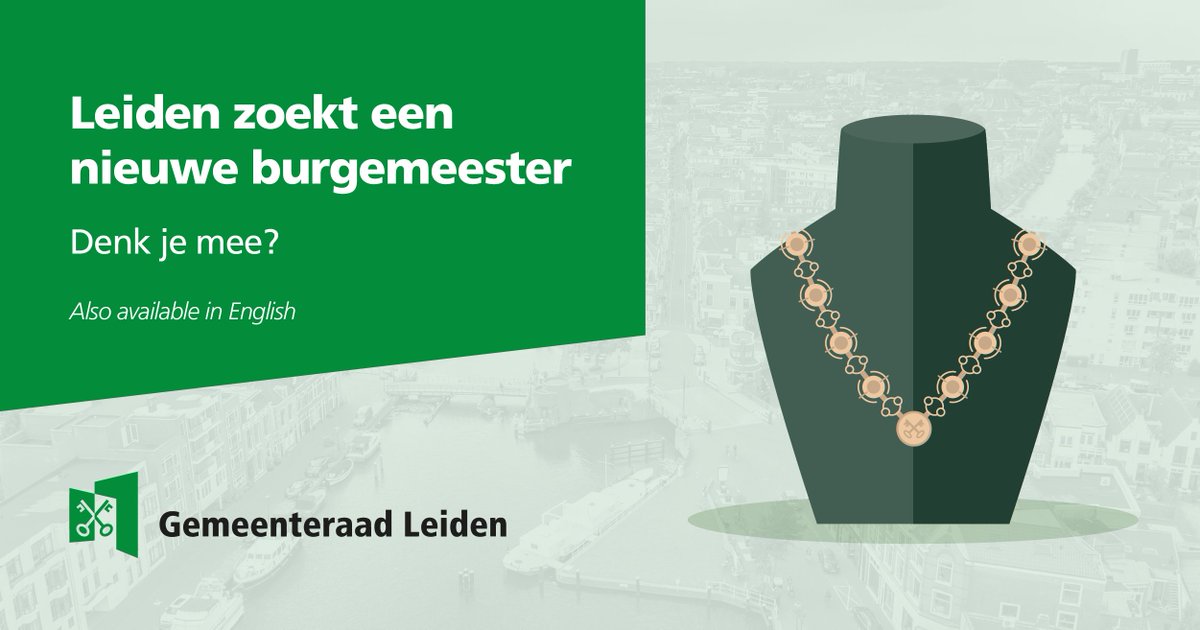 Wat verwachten organisaties van de nieuwe burgemeester van Leiden? En welke ambities zijn er in de stad. Vul de vragenlijst voor organisaties in via mijnburgemeesterleiden.nl.

Woon je in Leiden? Dan kun je ook de vragenlijst voor inwoners invullen.