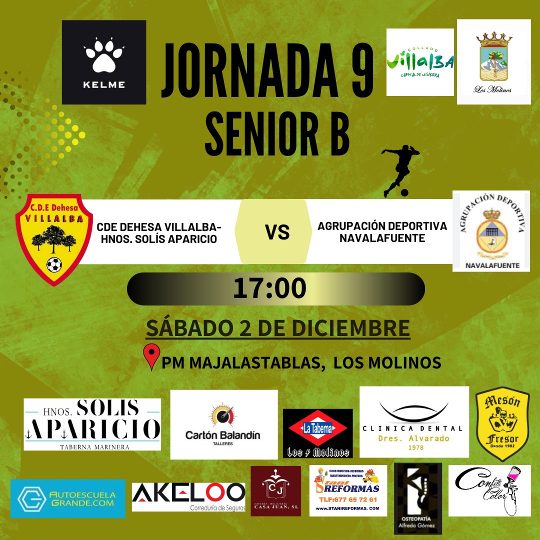Fa107070's tweet photo. ⚫️🟡 🄹🄾🅁🄽🄰🄳🄰 9🟡⚫️🟡

Nuestro equipo filial, este sábado juegan en casa, en Los Molinos.

📍Pabellón M Majalastablas
📆 2 de diciembre a las 17:00.

💛🖤💛 #123DEHESA 💛🖤💛 https://t.co/HokwL309Gq