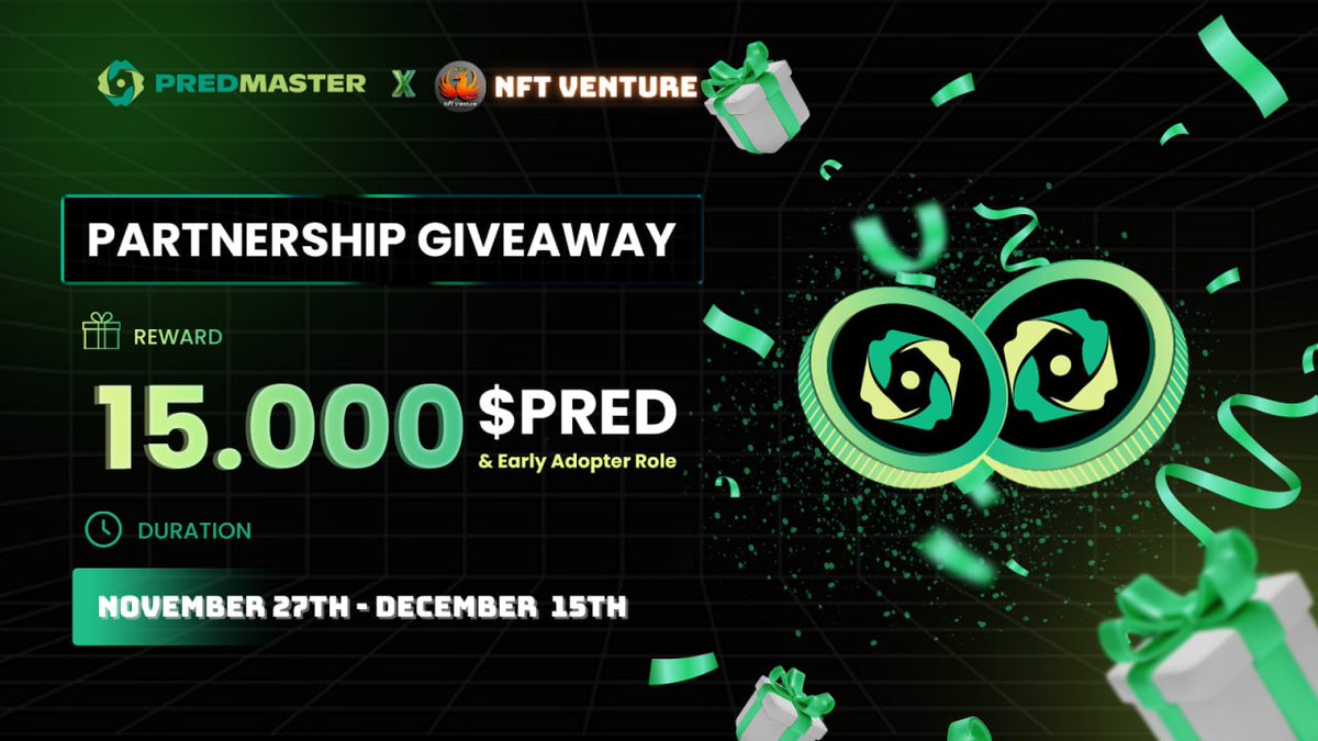 NFT Venture || Web 3.0 🧭 (@nftventurepro) on Twitter photo 🥳 NFT Venture Pro X Predmaster #FCFS BIG #Airdrop
🏆 Prize Pool «» 15,000 ( $10,500 ) $PRED Tokens
✅ Follow <a href="/NFTVenturePro/">NFT Venture || Web 3.0 🧭</a>& <a href="/predmaster_ai/">Predmaster</a>
✅ Like, RT and Tag 2 Friends
✅ Complete #Gleam ⤵️
gleam.io/competitions/0…
Claim your premium NFT for a guaranteed spot and join 🥳 NFT Venture Pro X Predmaster #FCFS BIG #Airdrop
🏆 Prize Pool «» 15,000 ( $10,500 ) $PRED Tokens
✅ Follow <a href="/NFTVenturePro/">NFT Venture || Web 3.0 🧭</a>& <a href="/predmaster_ai/">Predmaster</a>
✅ Like, RT and Tag 2 Friends
✅ Complete #Gleam ⤵️
gleam.io/competitions/0…
Claim your premium NFT for a guaranteed spot and join