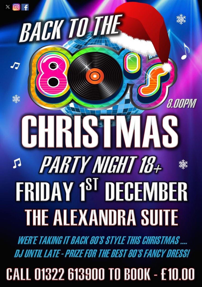LIMITED TICKETS FOR THIS FRIDAY❗️

We hope you've got your leotards and leg warmers ready for our Ultimate Back To the 80's Christmas Party Night😉🤩🎶🎵

AS ALWAYS PRIZE FOR THE BEST 80'S FANCY DRESS!G
Get your last minute tickets NOW!😝01322 613900📞18+ ONLY!