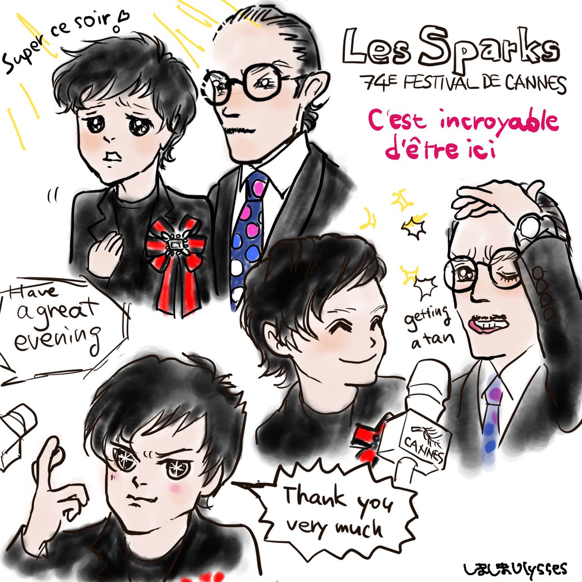Continuing from yesterday…I love a short #sparks interview at Cannes 2021 red carpet. #sparksfanart #cannes2021 #スパークス