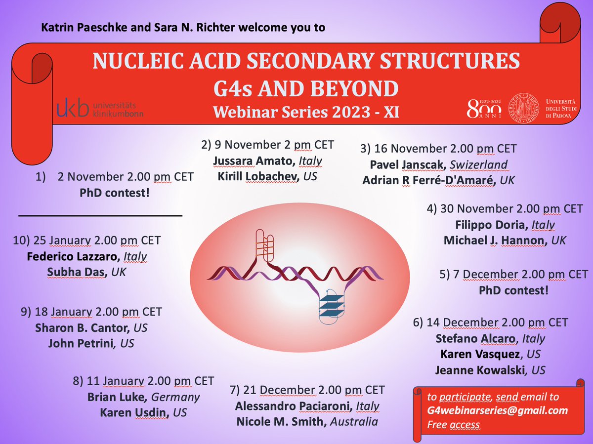 Ah that's tomorrow....better write my talk!   Why not join on-line and hear all about molecules that bind DNA and RNA junctions?