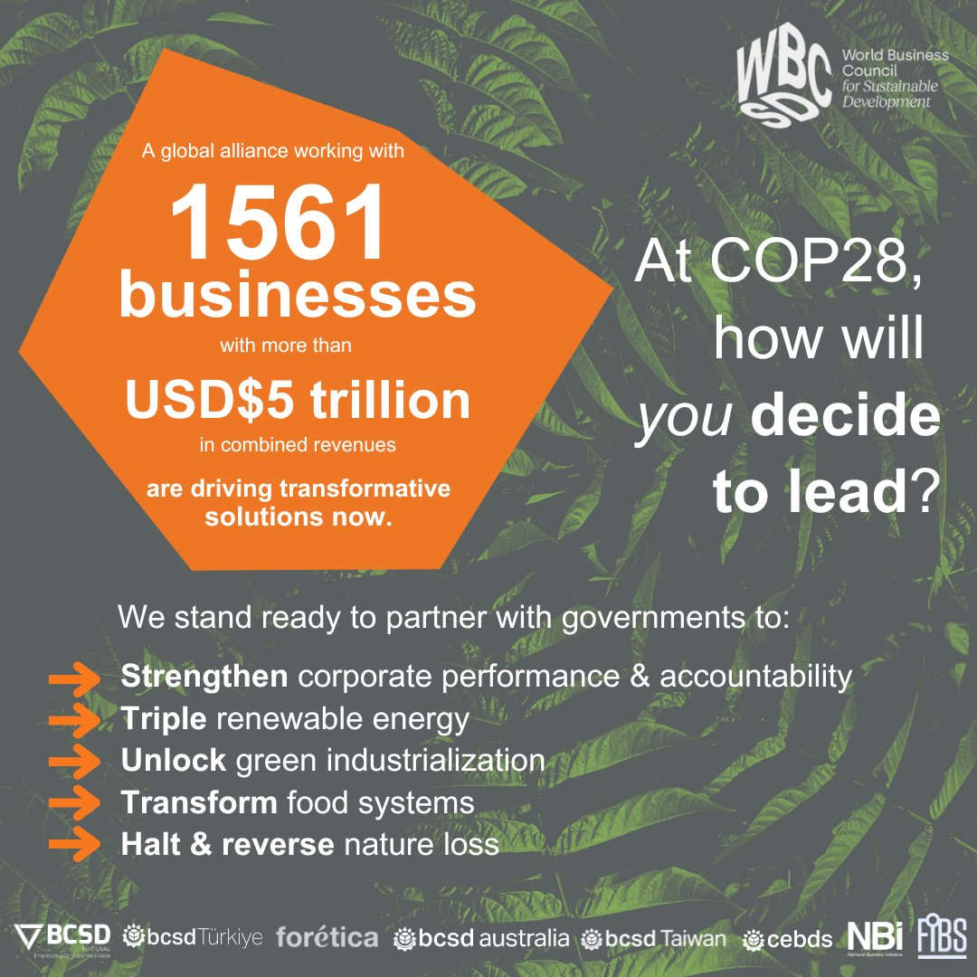 📣<a href="/NBISA/">NBI</a> is proud to support the ambitious #COP28 action agenda just launched by @WBCSD.

It focuses on 6⃣ priorities that will help put us back on track toward a #netzero, #naturepositive &amp; equitable future.

How will you decide to lead?
wbcsd.org/Overview/News-…