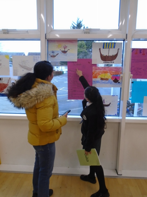 ColnbrookCofE's tweet photo. We are holding our Express Events for parents this week to showcase work covered in the Autumn term. Yesterday, Year 4 invited parents in, to see an exhibition on their topic of 'Invasions', featuring their work on the Vikings, covering English, history and art. https://t.co/KQcbgmL15d