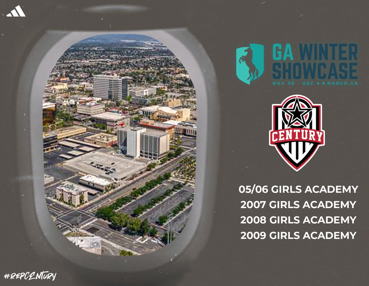 Good luck and safe travels to our <a href="/GAcademyLeague/">Girls Academy</a> teams who head west to Norco, CA to play in the Winter Showcase! #RepCentury ✈️