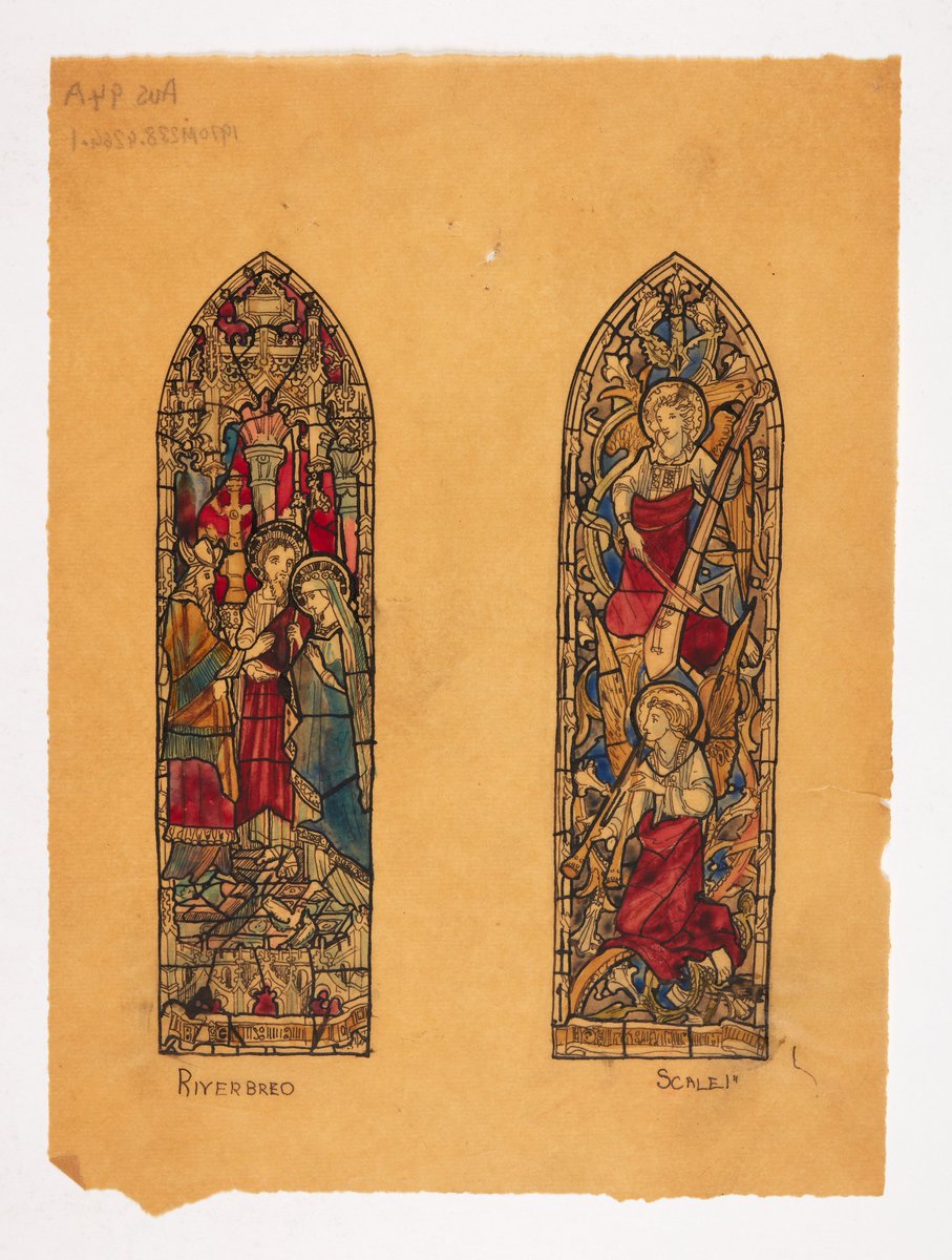 BM_AG's tweet photo. Hundreds of stained glass designs by Birmingham based company John Hardman and Co. have recently been added to our online image resource. This design was created for St Ignatius, Riverview, Australia, 1911. Find out more: https://t.co/Kk9zMah9QY https://t.co/dOrM0E1rLE