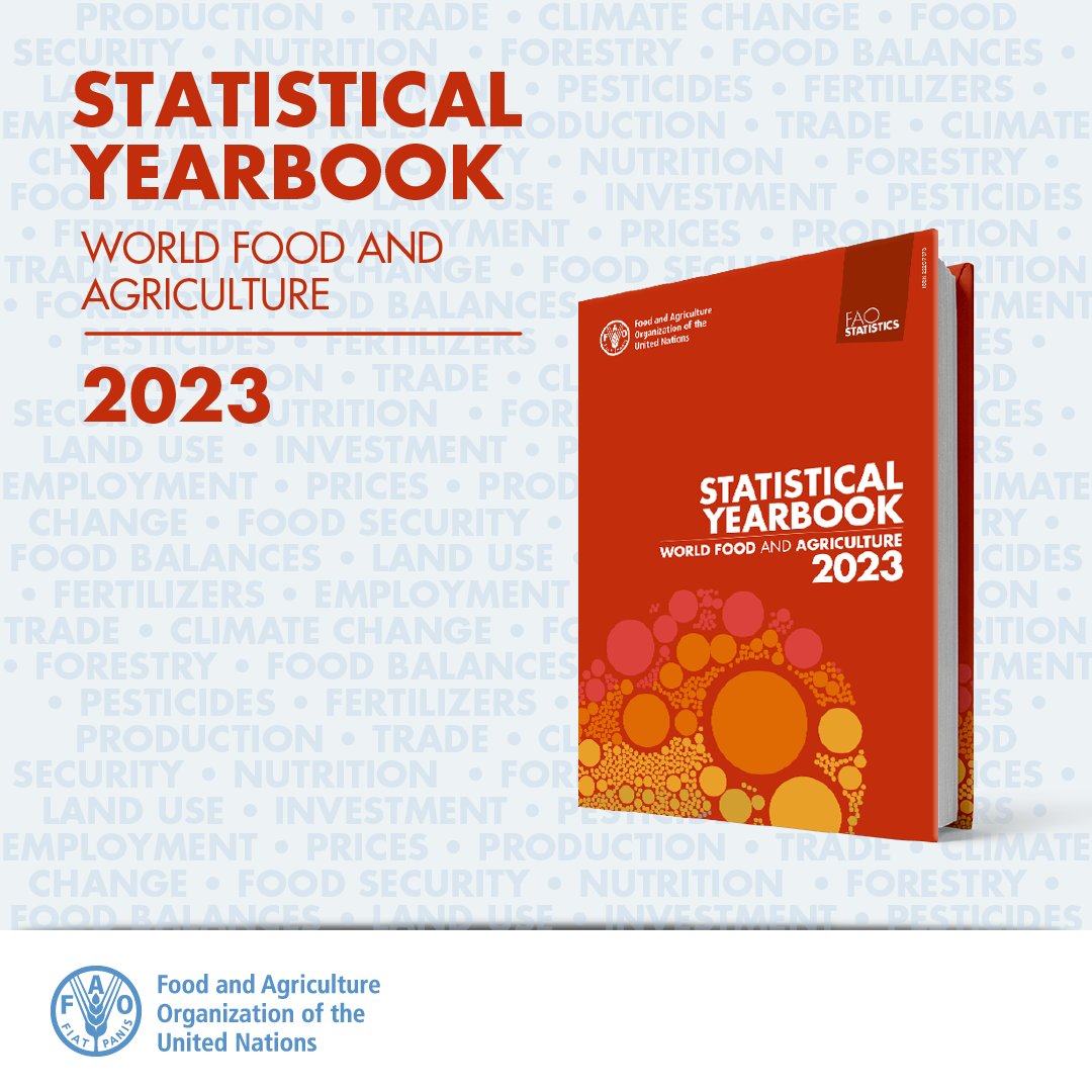 FAO Statistics (@faostatistics) on Twitter photo Eagerly awaited each year, our 🆕 edition of the <a href="/FAO/">Food and Agriculture Organization</a> Statistical Yearbook : World Food and Agriculture 2023 is now available
Don't wait to have all the latest 🌍 food & agriculture statistics at your fingertips👇
📕doi.org/10.4060/cc8166…
#StatisticsTwitter Eagerly awaited each year, our 🆕 edition of the <a href="/FAO/">Food and Agriculture Organization</a> Statistical Yearbook : World Food and Agriculture 2023 is now available
Don't wait to have all the latest 🌍 food & agriculture statistics at your fingertips👇
📕doi.org/10.4060/cc8166…
#StatisticsTwitter