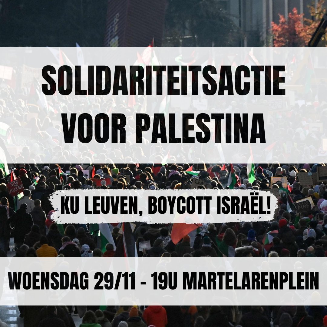 ComacLeuven's tweet photo. Ondertussen zijn er al ruim 15.000 Palestijnen gedood door Israëlische bombardementen. Het is hoog tijd dat de universiteit zich uitspreekt voor een staakt-het-vuren en haar banden verbreekt met de universiteiten die deze bezetting steunen!
Kom zeker vanavond actievoeren voor 🇵🇸! https://t.co/JWTBjVUwTr
