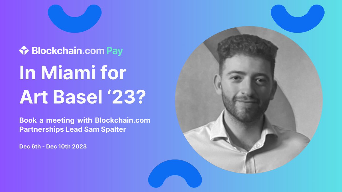 Is your business looking for a crypto on-ramp? Reach out at blockchian.com/pay, and if you're in town for #ArtBaselMiami 2023 set up a meeting with Sam 👋 👋 👋