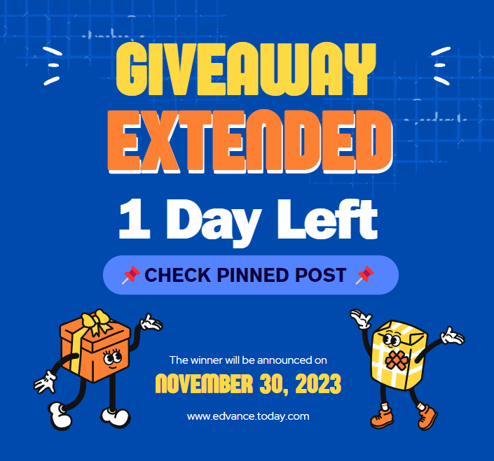edvance_today's tweet photo. 1 more day left to participate for GIVEAWAY
Winners will be announced tommorow ‼️ https://t.co/UTgUmRaRo2