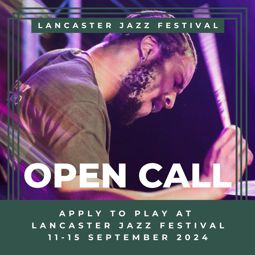 Apply to play at the 2024 #LancasterJazzFestival! We program the majority of the festival through this call out and it’s especially exciting when projects that aren’t on our radar apply and blow us away! Find out more & apply: lancasterjazz.com/2023/11/27/app…