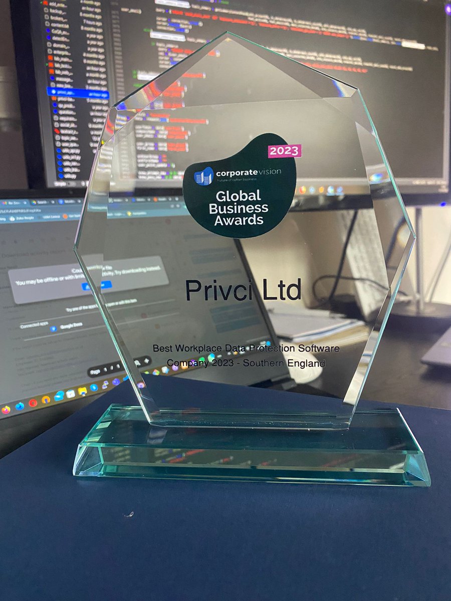 Privci1's tweet photo. It's here! Privci won the Global Business Awards 2023. Especially thanks to all contributors. Your hard work and support made it possible.

Best Workplace Data Protection Software Company 2023 - Southern England

https://t.co/MDl1s4QaP7 https://t.co/ekvz9W8pYR