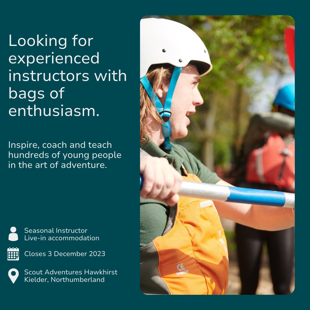 Scout Adventures school young people in the art of adventure - and we can't do that without a great team. We're now recruiting a 2024 Seasonal Instructor for Hawkhirst, Northumberland! Apply now: bit.ly/seasonalhh