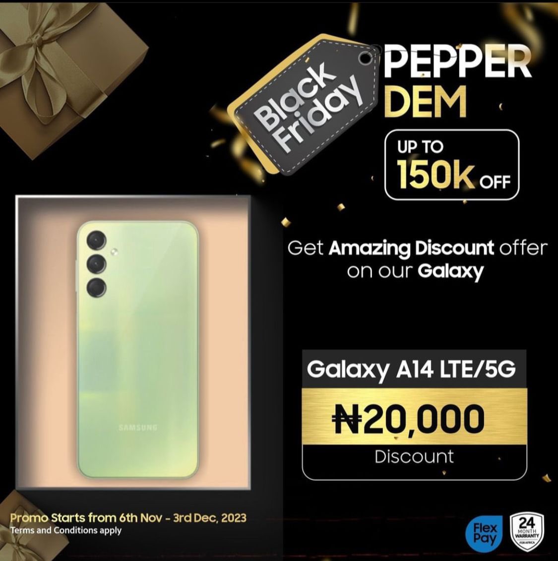 Guys this #GalaxyA14 phone will make you be feeling like a boss. The dazzling screen, sound of its speakers and camera quality is top notch👌🏼

The price is shocking because it’s so cool mehn #SamsungBlackFriday