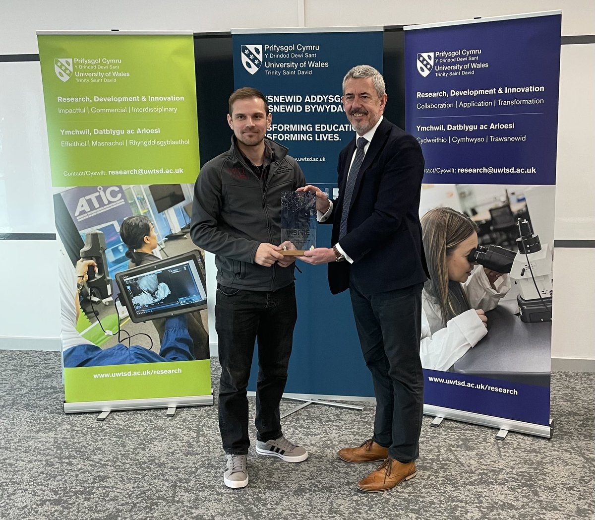 Congratulations to Glyn Jenkins and the @MADECymru team on winning the Best Interdisciplinary #Collaboration category in the UWTSD Inspire Awards today.   #Research #Innovation #Enterprise   @UWTSD_Inspire