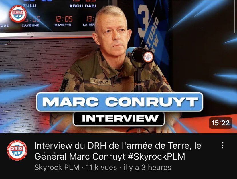 Les #RH de l’@armeedeterre en 1️⃣5️⃣ minutes chrono et filmées ! Interview du GCA Conruyt @DRHATofficiel pour @Skyrock_PLM 🎤 « Beaucoup de jeunes ont envie de servir la 🇫🇷, ils viennent se découvrir, savoir qui ils sont » ➡ bit.ly/3sU6Wq0