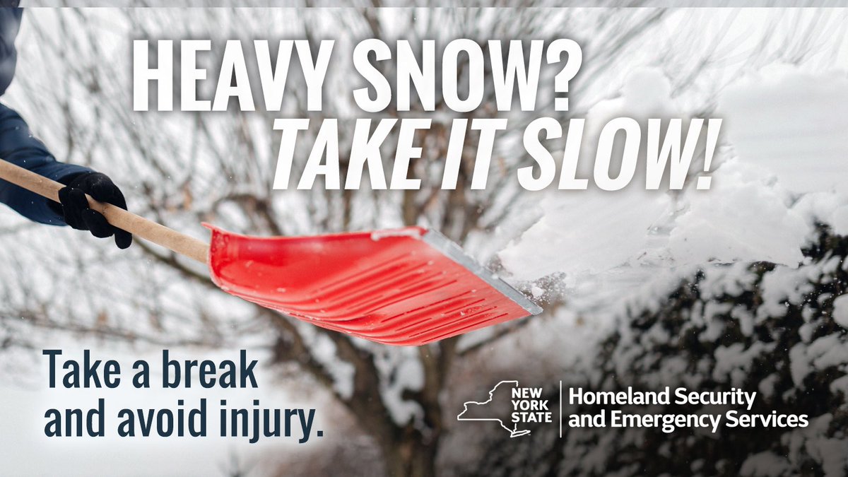 Digging out from the latest winter storm? Remember, if it’s heavy snow, take it slow! Each year many people die from heart attacks brought on by shoveling snow. Pace yourself, use your legs and not your back, and take breaks. ▶️ More winter safety tips: on.ny.gov/3GkrFGn