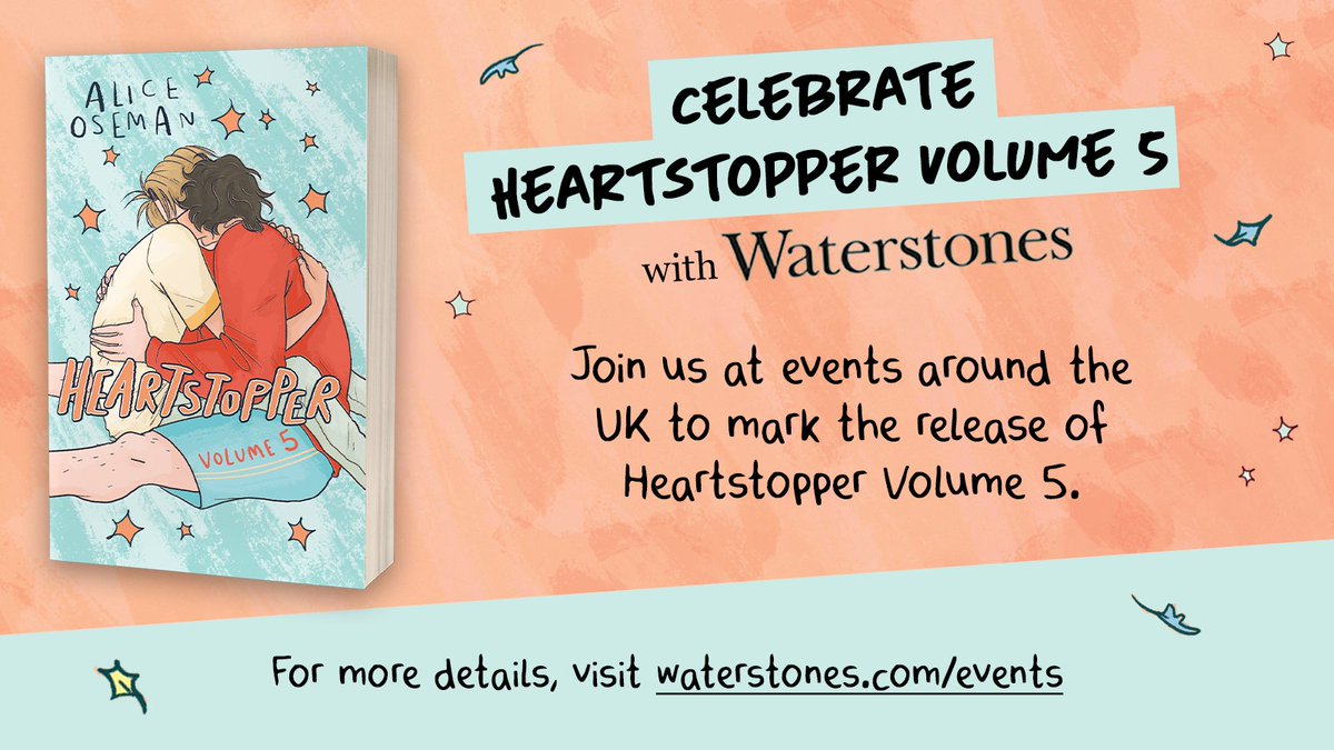 Heartstopper fans have been waiting patiently for the arrival of volume 5 of the bestselling series by @AliceOseman, so we have events across the UK to help you celebrate. Find details here: bit.ly/47Porqa