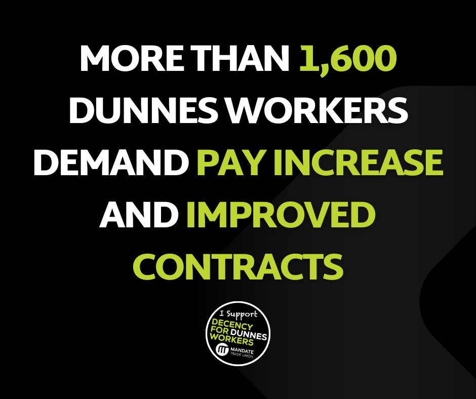 More than 1,600 Dunnes Stores workers have signed a petition in support of a significant pay and benefits claim lodged by @MandateTU on behalf of their members in the company. Full pay claim and more info 👉 tinyurl.com/DunnesUpdateNo…