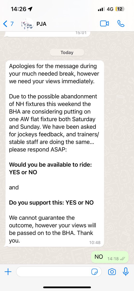 We get a week off a year… @BHAHorseracing